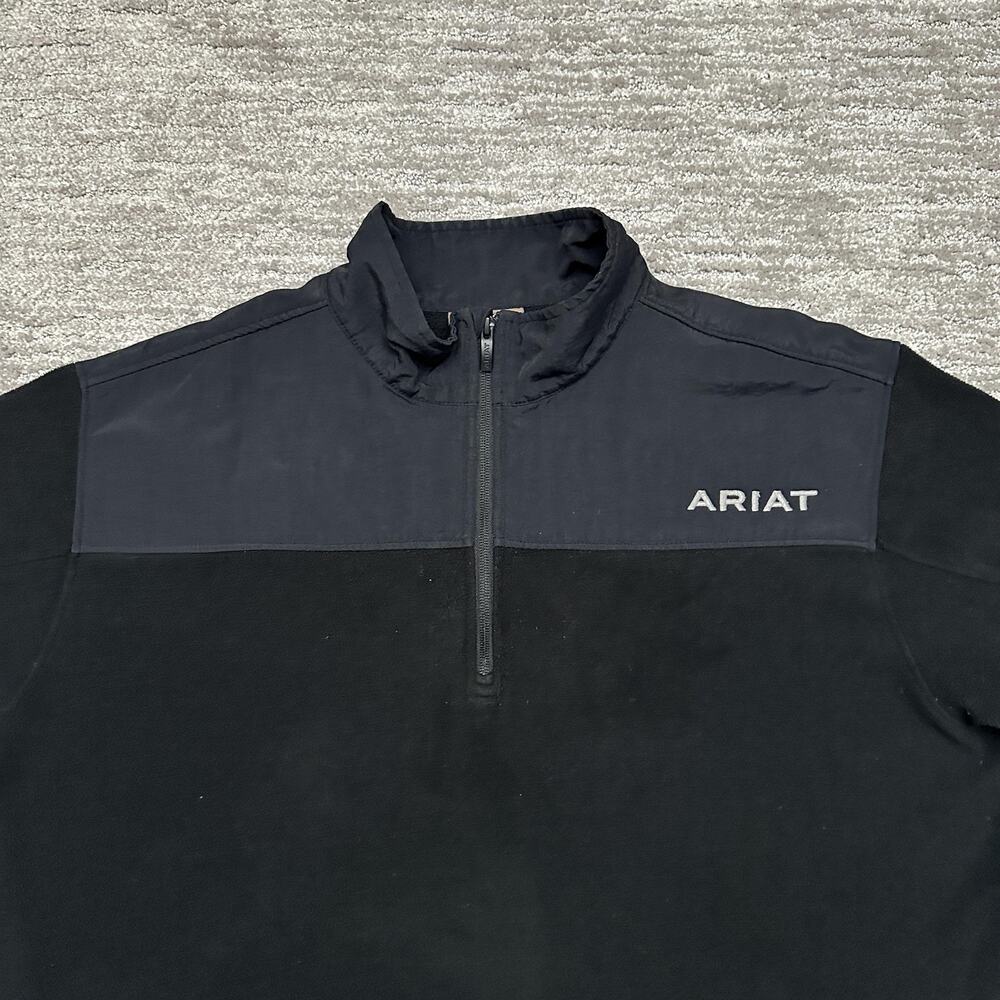 Ariat Sweatshirt Mens 2XL Black Basis 2.0 1/4 Zip Fleece Pullover Mock Neck - Picture 3 of 14